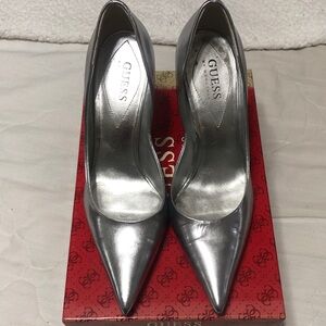 Guess by Marciano Metallic Silver Pointed-Toe Pumps